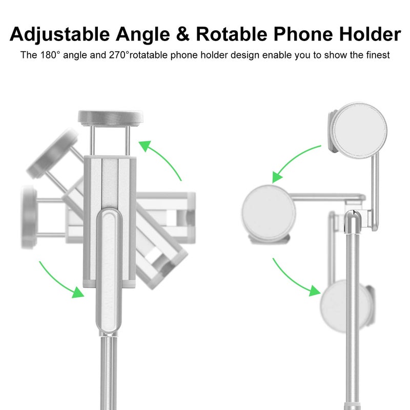 ATUMTEK Selfie Stick Tripod, 3-in-1 Extendable Aluminum Phone Tripod with Detachable Bluetooth Remote, Compatible with iPhone 17/16/15/14/13/12/11/11 Pro/XS Max/XR and Samsung Smartphones, White - Image 3