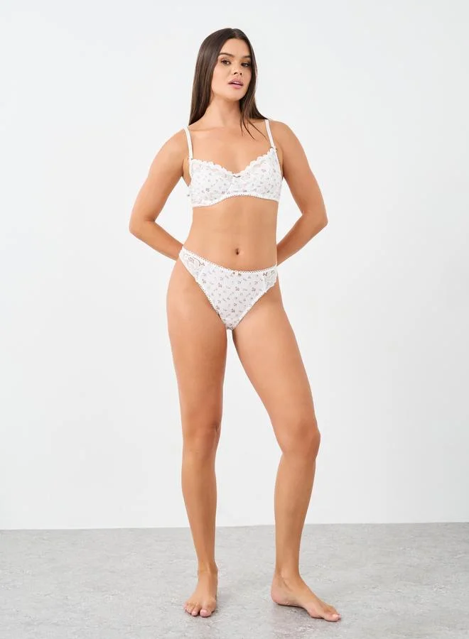 Styli Styli Floral Non Padded Wired Bra and Thong Set