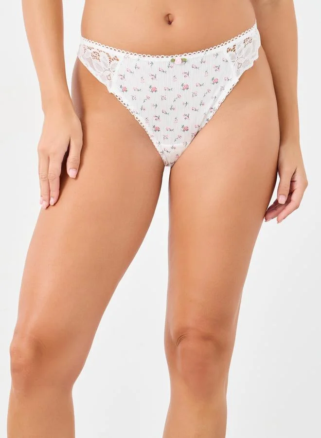 Styli Styli Floral Non Padded Wired Bra and Thong Set