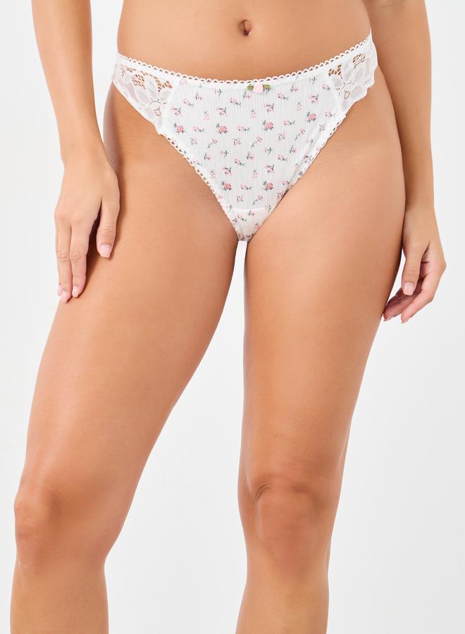 ستايلي طقم حمالة صدر وسروال داخلي ستيلي مزين بالزهور بدون حشوة وسلك - Image 4