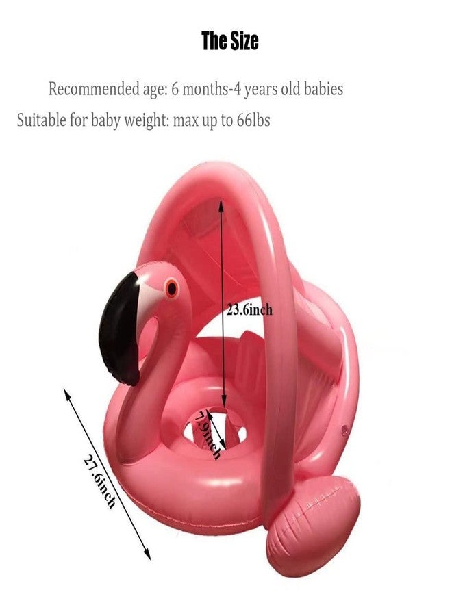 qiaoniuniu Baby Pool Swim Float with Canopy Inflatable Outdoor Swimming Ring Seat, Pink Flamingo Kids Infant Toddler from 12 Months to 48 Months - Image 4