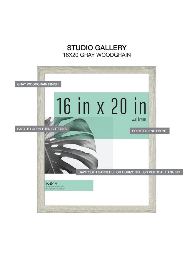أم سي أس إطار ملصق MCS Studio Gallery مقاس 16 × 20، خشبي رمادي، إطار صورة كبير عمودي وأفقي معلق على الحائط للصور والملصقات والمطبوعات الفنية (عبوة واحدة)  - Image 2