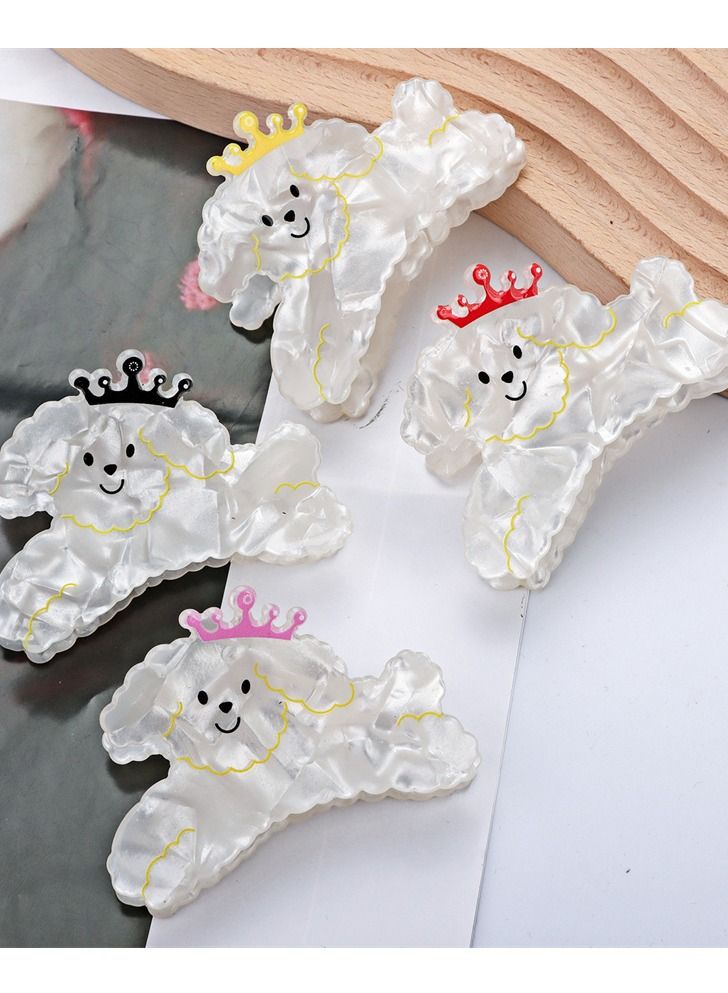 Generic 4pcs/set Cartoon Poodle Dog Hair Clips,Acetate Animal Hair Claws Cute Dog Claw Clip Hairpins Sweet Shark Clip Ponytail Holder Hairgrip Headwear for Women Girl - Image 4