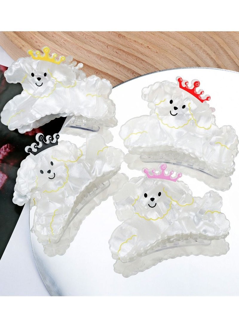 Generic 4pcs/set Cartoon Poodle Dog Hair Clips,Acetate Animal Hair Claws Cute Dog Claw Clip Hairpins Sweet Shark Clip Ponytail Holder Hairgrip Headwear for Women Girl - Image 1