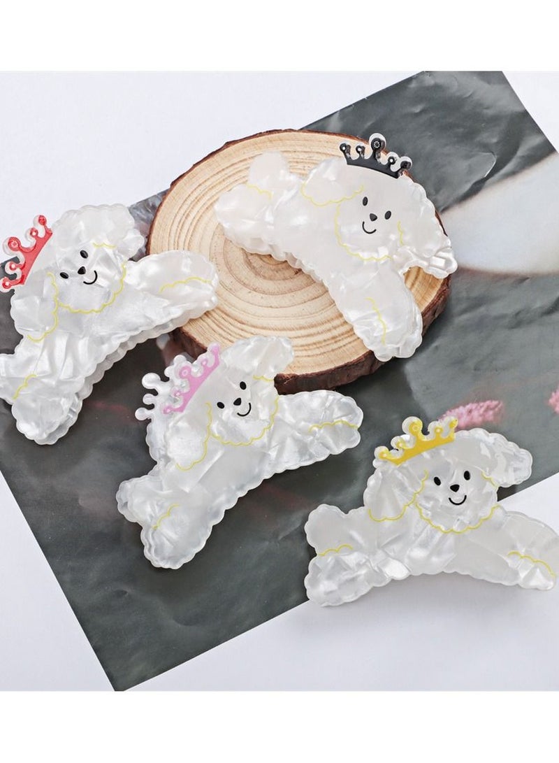 Generic 4pcs/set Cartoon Poodle Dog Hair Clips,Acetate Animal Hair Claws Cute Dog Claw Clip Hairpins Sweet Shark Clip Ponytail Holder Hairgrip Headwear for Women Girl - Image 2