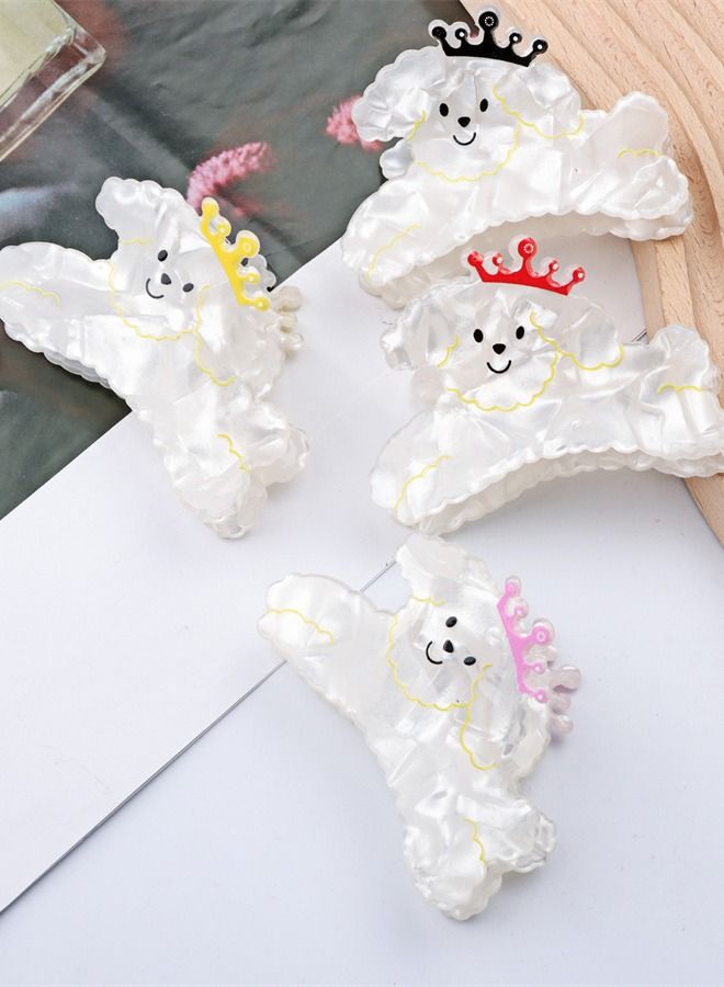 Generic 4pcs/set Cartoon Poodle Dog Hair Clips,Acetate Animal Hair Claws Cute Dog Claw Clip Hairpins Sweet Shark Clip Ponytail Holder Hairgrip Headwear for Women Girl - Image 3