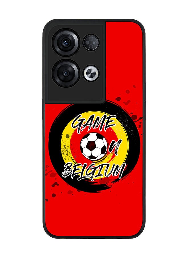 Stylizedd Rugged Black edge case for Oppo Reno8 Pro Slim fit Soft Case Flexible Rubber Edges Anti Drop TPU Gel Thin Cover - Game on Belgium - Image 1