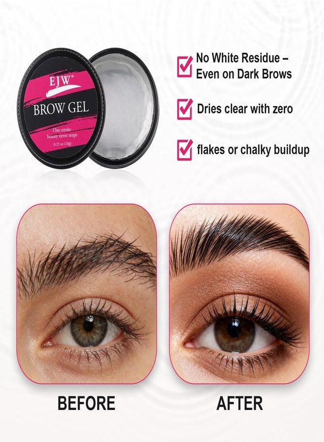 EJW Clear Eyebrow Gel Styling Wax with Dual-Ended Brush, Long Lasting Strong Hold Brow Glue for Fluffy Feathered Look, Transparent Waterproof Brow Soap Lamination Gel, Non-Flaky & Quick Drying - Image 3