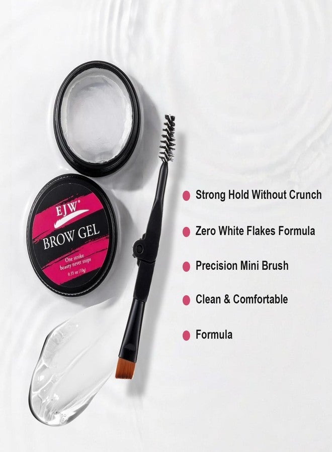 EJW Clear Eyebrow Gel Styling Wax with Dual-Ended Brush, Long Lasting Strong Hold Brow Glue for Fluffy Feathered Look, Transparent Waterproof Brow Soap Lamination Gel, Non-Flaky & Quick Drying - Image 2