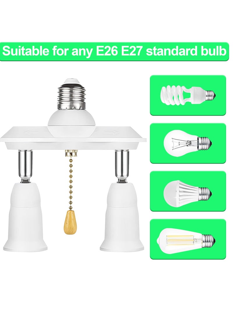 Excefore Pull Chain Light Fixture Light Socket Adapter, 2 in 1 E26/E27 Splitter Socket Adapter, 360 Degree Adjustable and 180 Degree Bendable, Pull Chain Light Socket Adapter Converter Splitter  - Image 2