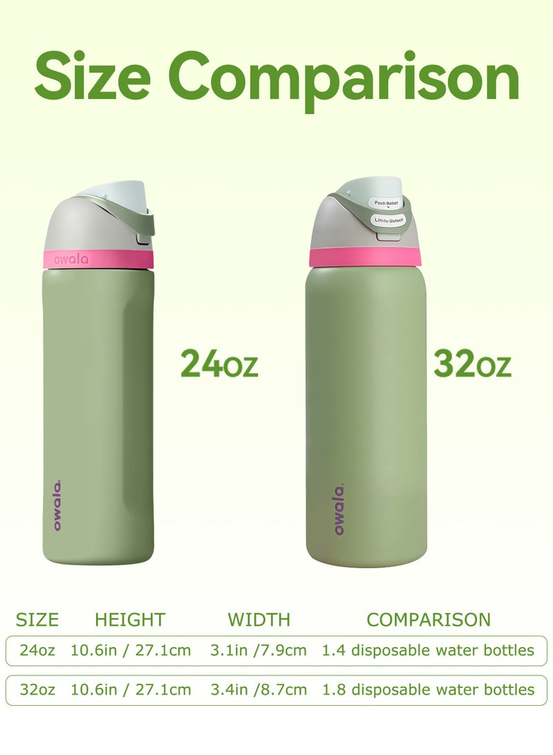 Owala FreeSip Insulated Stainless Steel Water Bottle With Straw For Sports Travel And School BPA Free Sports Water Bottle(Dark Green 24OZ) - Image 5