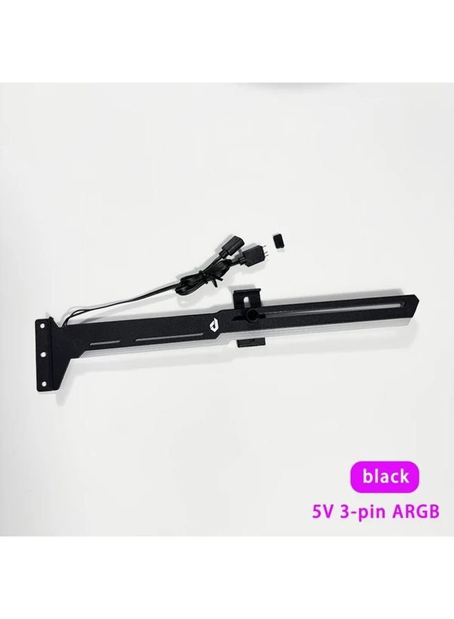 ARGB Black Computer Case Metal Luminous Graphics Card Holder Light Synchronization Horizontal Bracket - Image 1