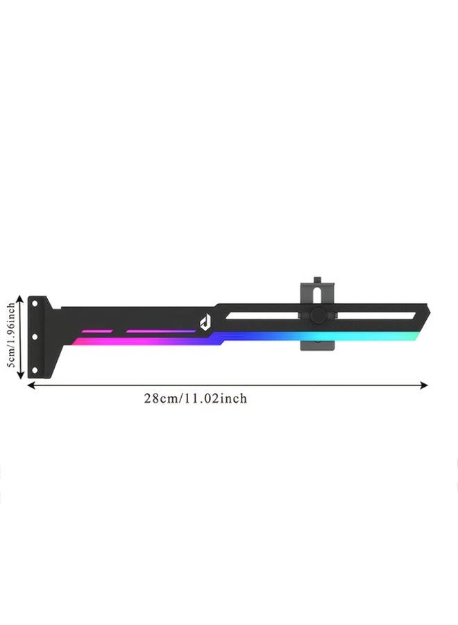ARGB Black Computer Case Metal Luminous Graphics Card Holder Light Synchronization Horizontal Bracket - Image 3