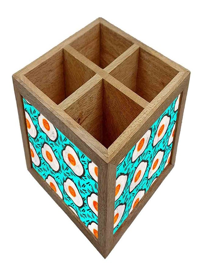 Nutcase Wooden Cutlery Stand Holder Silverware Caddy Spoons Forks Knives Organizer for Dining Table & Kitchen -Made in India-Spoons NOT Included - Eggs - Image 3