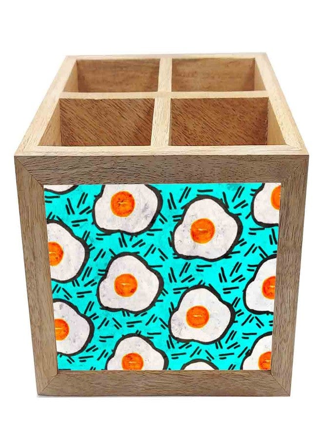 Nutcase Wooden Cutlery Stand Holder Silverware Caddy Spoons Forks Knives Organizer for Dining Table & Kitchen -Made in India-Spoons NOT Included - Eggs - Image 4