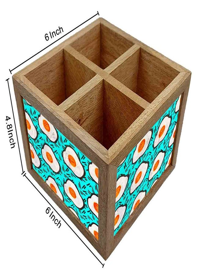Nutcase Wooden Cutlery Stand Holder Silverware Caddy Spoons Forks Knives Organizer for Dining Table & Kitchen -Made in India-Spoons NOT Included - Eggs - Image 5