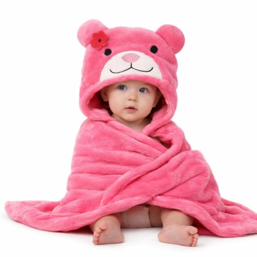 BRANDONN New Born Baby Blanket Pack of Super Soft Bathrobe Wrapper Bath Towel for Boys, Girls, Babies (Hotpink, Length 82 cm x Width 82 cm, 0-12 Months) - Image 1