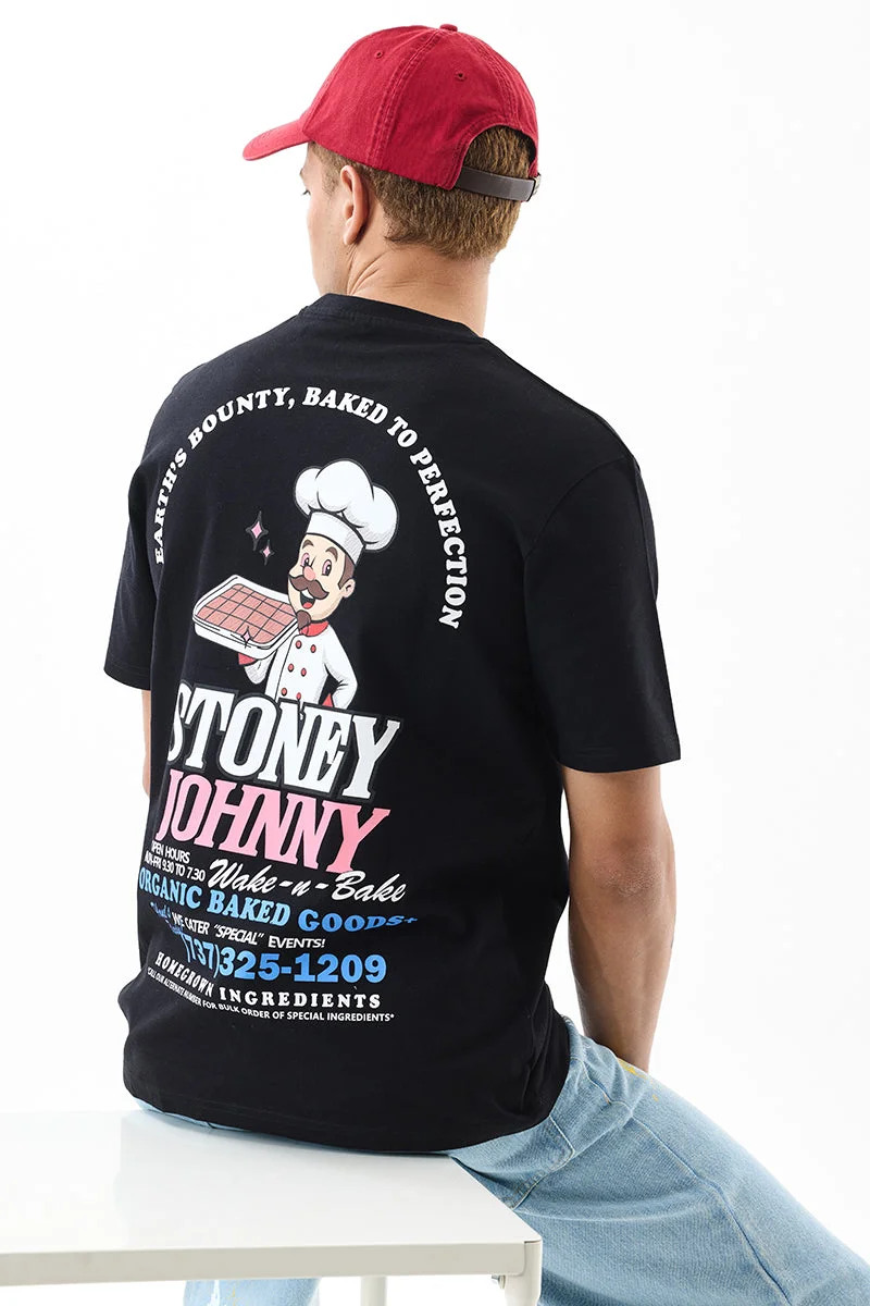 SNITCH Stoney Johnny Black Slim Fit T-Shirt