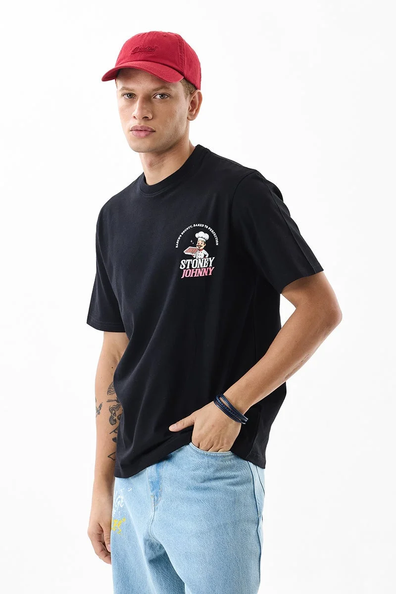 SNITCH Stoney Johnny Black Slim Fit T-Shirt