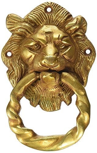 Purpledip Brass Metal Door Knocker: Antique Design Royal Lion Handle (11020) - Image 3