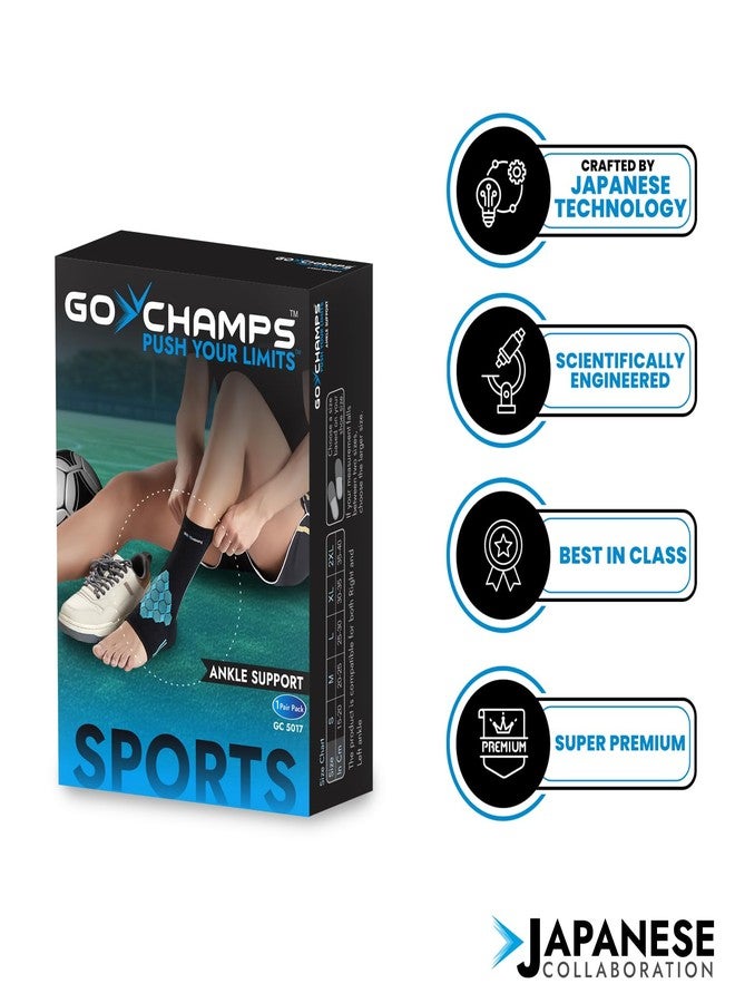 دعامة الكاحل والضغط الممتازة من GoChamps لتخفيف الألم وتحقيق الثبات، خفيفة الوزن، مصنوعة من نسيج محبوك يسمح بالتهوية، مناسبة للرياضة والالتواءات والإجهاد، مقاس متوسط (20-25 سم، زوج واحد). - Image 5