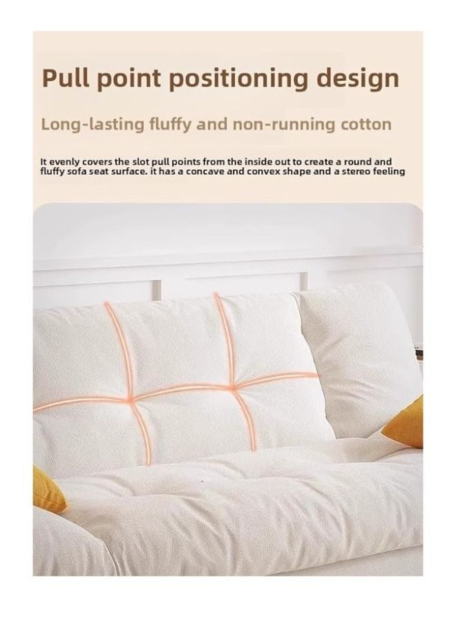 Poppins Home Modern 3-Seater Convertible Sofabed – Ultra Soft Tufted High Density Foam, Minimalist Scandinavian Style for Bedroom or Hotel Space Saving Folding Living Room Furniture (White) - Image 4