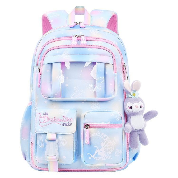 Schoolbag Girls Primary School Students Grade One, Two, Three and Six Backpack Bag Girls Lightweight Childrens Backpack Bag Blue 