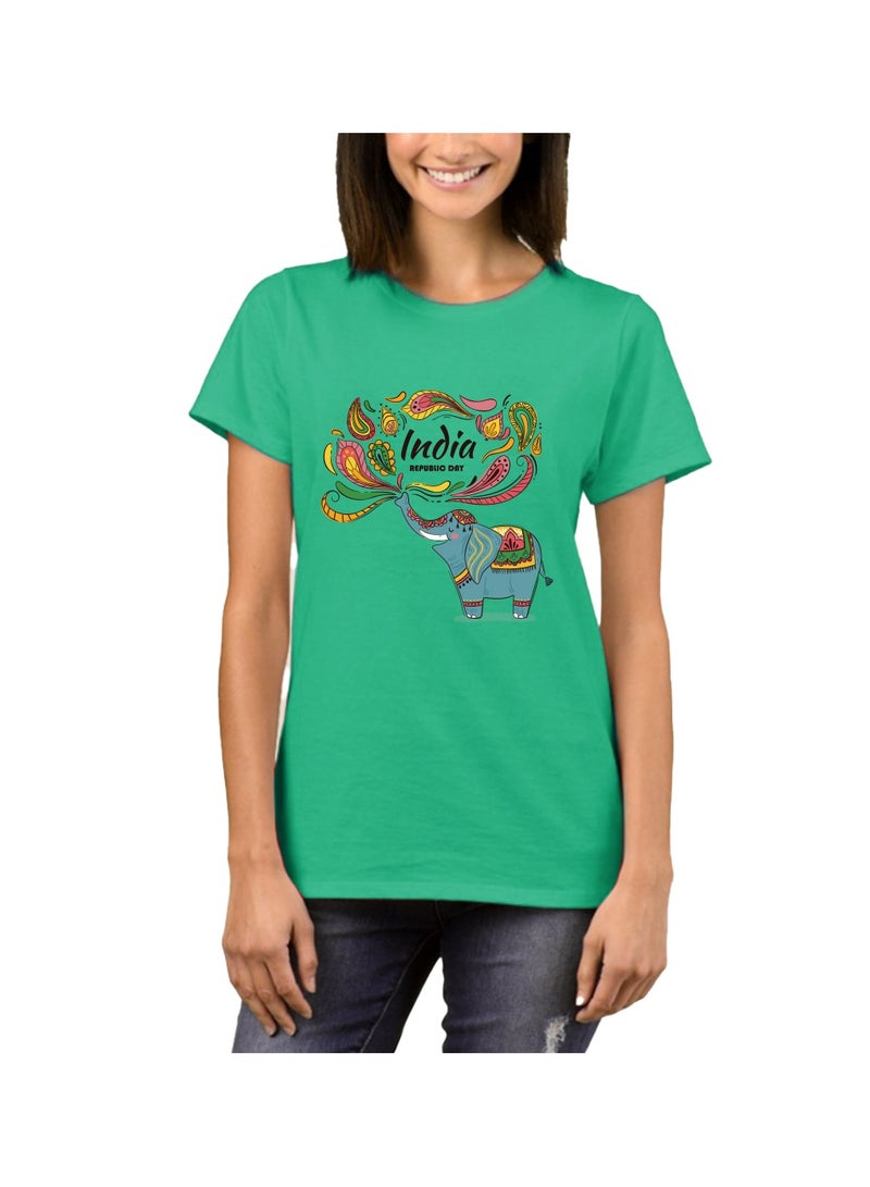 India Republic Day Adult Womens T-Shirt - Women’s Indian Flag Themed T-Shirt - Perfect for Independence Day - Gift for Friends and Family - Image 1