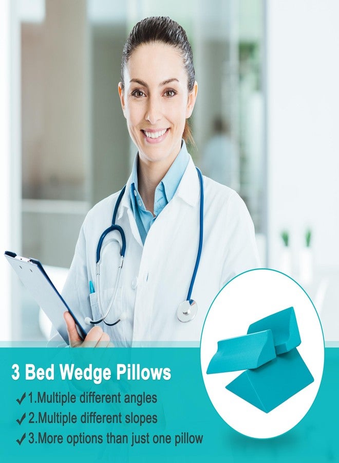 Fewener 3-in-1 Side Wedge Pillow,Wedge Pillow for Back Pain Relief,Foam Wedges for Positioning in Bed,Positioning Wedges for Bed Sores,for Seniors,Caregivers,Side Sleepers,After Surgery,Green - Image 3