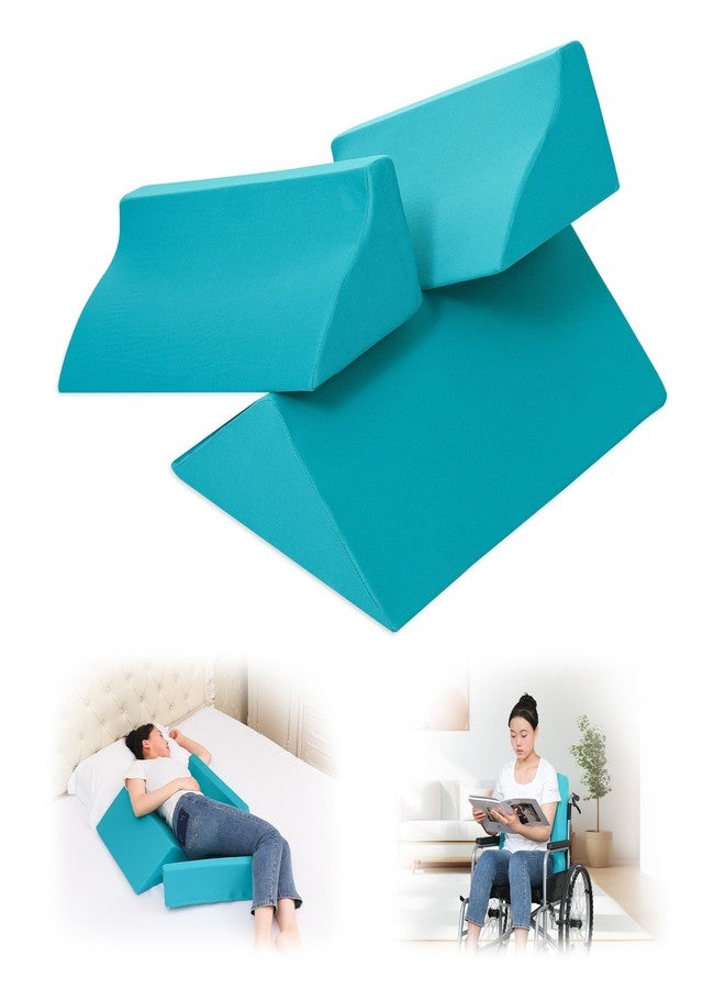 Fewener 3-in-1 Side Wedge Pillow,Wedge Pillow for Back Pain Relief,Foam Wedges for Positioning in Bed,Positioning Wedges for Bed Sores,for Seniors,Caregivers,Side Sleepers,After Surgery,Green - Image 1