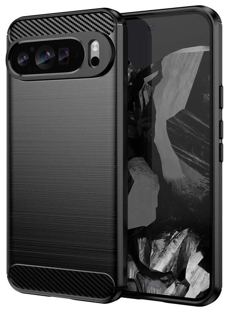 Case Compatible with Google Pixel 9 Pro, Refined Carbon Fiber Rugged Shockproof Protective Phone Cover Flexible TPU Shock Absorption Cover for Google Pixel 9 Pro - Image 1