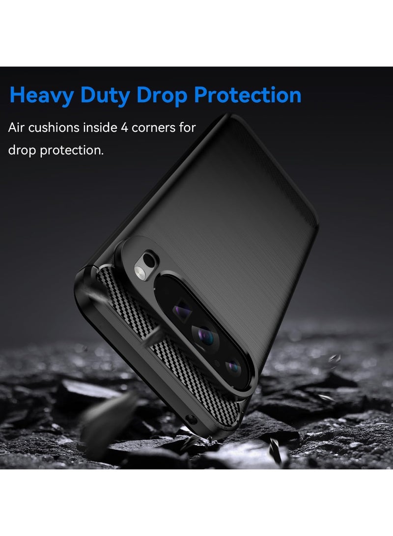 Case Compatible with Google Pixel 9 Pro, Refined Carbon Fiber Rugged Shockproof Protective Phone Cover Flexible TPU Shock Absorption Cover for Google Pixel 9 Pro - Image 3