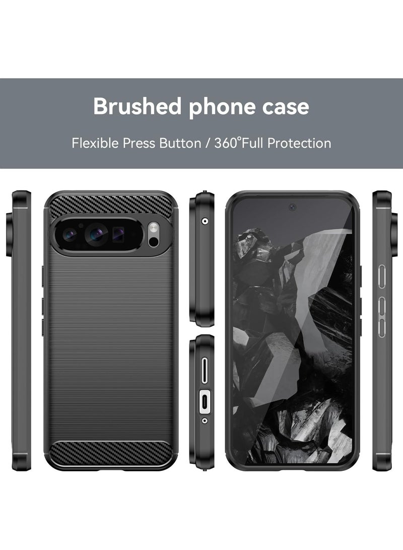 Case Compatible with Google Pixel 9 Pro, Refined Carbon Fiber Rugged Shockproof Protective Phone Cover Flexible TPU Shock Absorption Cover for Google Pixel 9 Pro - Image 2