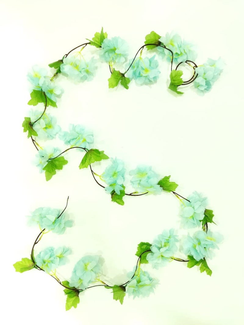 VRB Dec 2 Pcs Artificial Flowers Vine Silk Carnition Garland Fake (6 ft Long) Flowers Silk Roses Garland for Wedding Decorations Christmas Garden Wall Valentine Decoration (Sky Blue) - Image 2
