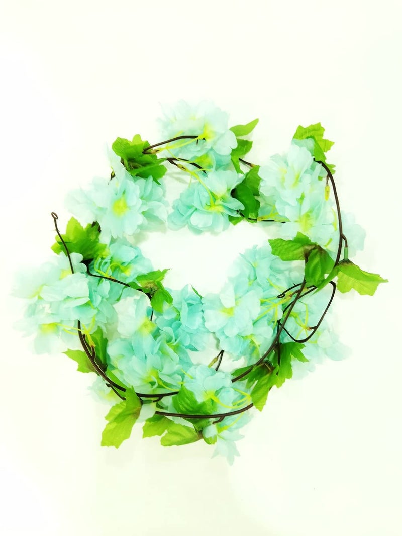 VRB Dec 2 Pcs Artificial Flowers Vine Silk Carnition Garland Fake (6 ft Long) Flowers Silk Roses Garland for Wedding Decorations Christmas Garden Wall Valentine Decoration (Sky Blue) - Image 3