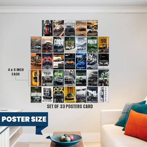 DivineDesigns Pack of 33 Luxury Car Wall Collage Kit Posters | Posters for Wall Decoration | Wall Art For Bedroom, Office, Living room, (6 inch X 4 inch) Set of 33 Luxury Car Prints - Image 3