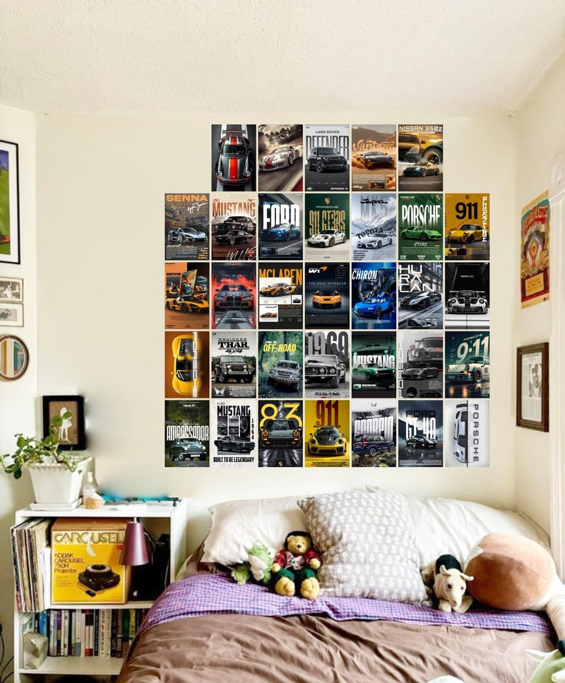DivineDesigns Pack of 33 Luxury Car Wall Collage Kit Posters | Posters for Wall Decoration | Wall Art For Bedroom, Office, Living room, (6 inch X 4 inch) Set of 33 Luxury Car Prints - Image 2