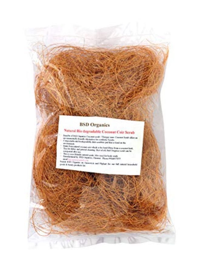 BSD Organics Natural Bio Degradable Coconut Coir Scrub/Nariyal Scrub/Thengai Naar For Dishes, General Cleaning, Bathing And More - 100 Grams  - Image 2