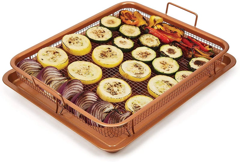 KPS حوض تصريف الطعام المقلي العميق KPS 2 قطع مقلاة هوائية غير لاصقة مجموعة سلة شبكية مثالية لفرن البطاطس المقلية والأطعمة المجمدة بدون زيت - Image 4