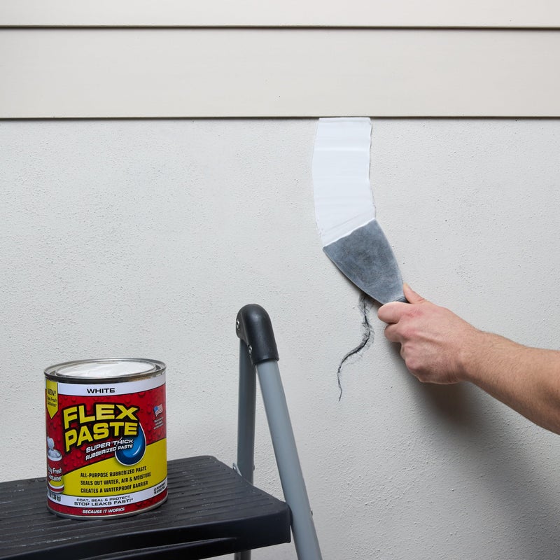Flex Paste, Waterproof Paintable Putty, Spackle Sealant, Fill Gaps Cracks Holes - Block Out Water and Air - UV Resistant - Walls, Drywall, EPDM, Concrete, Roof, RV Repairs, White, Quart - Image 5