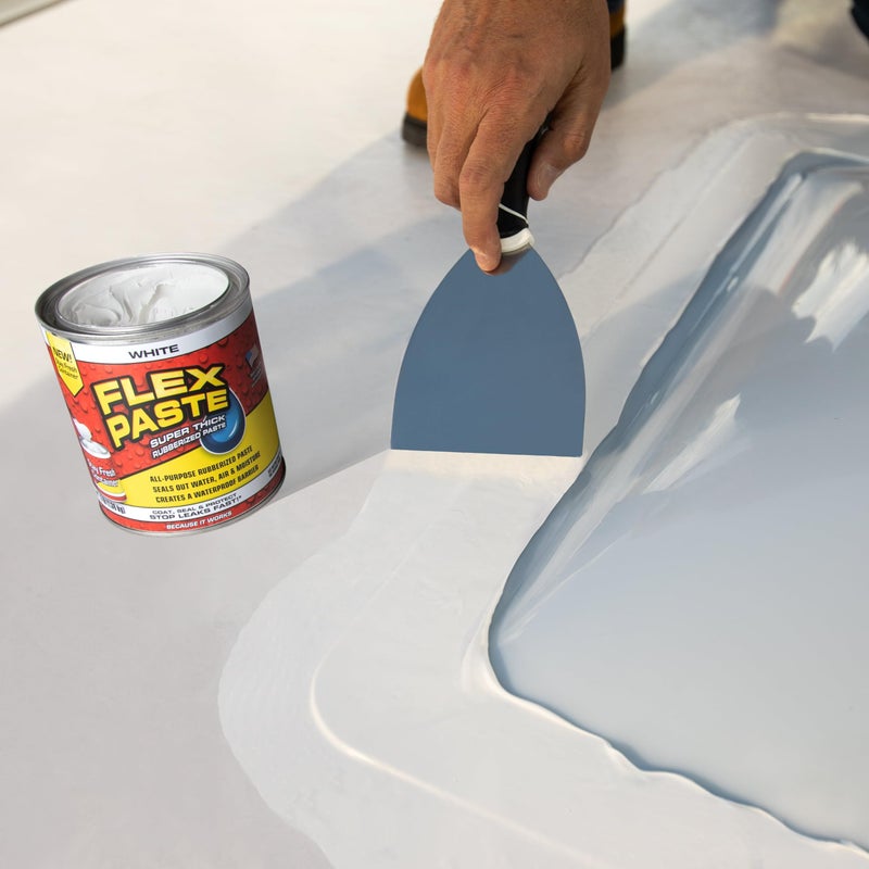 Flex Paste, Waterproof Paintable Putty, Spackle Sealant, Fill Gaps Cracks Holes - Block Out Water and Air - UV Resistant - Walls, Drywall, EPDM, Concrete, Roof, RV Repairs, White, Quart - Image 3