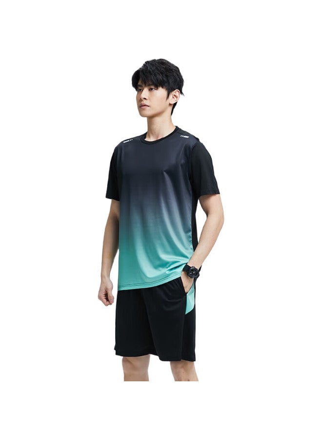BURUITE Men'S Sports Set, Summer Fitness Clothing, Quick-Dry Short-Sleeve T-Shirt, Basketball And Badminton Training Shorts, Running Gear - Image 1