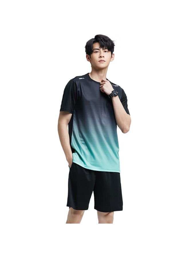 BURUITE Men'S Sports Set, Summer Fitness Clothing, Quick-Dry Short-Sleeve T-Shirt, Basketball And Badminton Training Shorts, Running Gear - Image 3