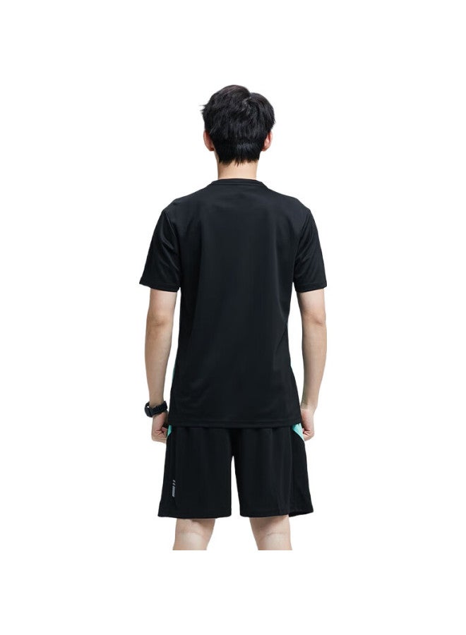 BURUITE Men'S Sports Set, Summer Fitness Clothing, Quick-Dry Short-Sleeve T-Shirt, Basketball And Badminton Training Shorts, Running Gear - Image 2