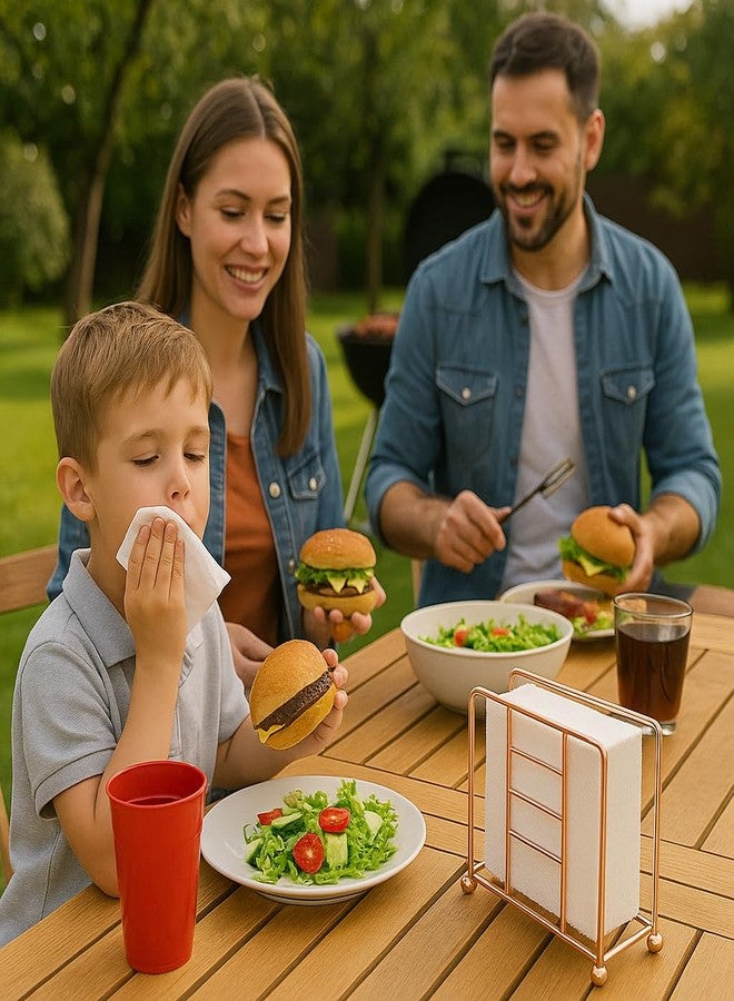 كريتيف هوم حامل مناديل ورقية من سلك ذهبي وردي من كرييتيف هوم - موزع ومنظم مناديل ورقية عصري مطلي بالنحاس، مناسب للمطبخ، وغرف الطعام، والمقاهي، والحفلات - Image 2