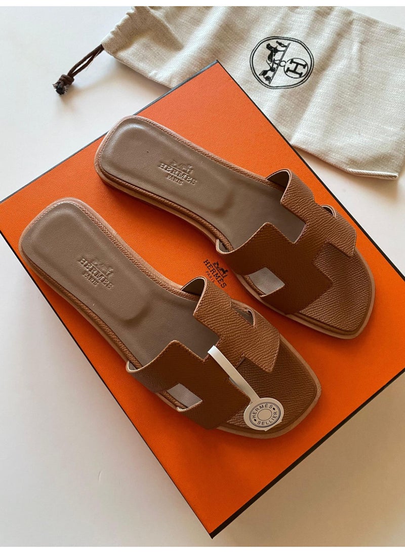 Hermes H24 hermes oran sandal in calfskin leather brown womens - Image 2
