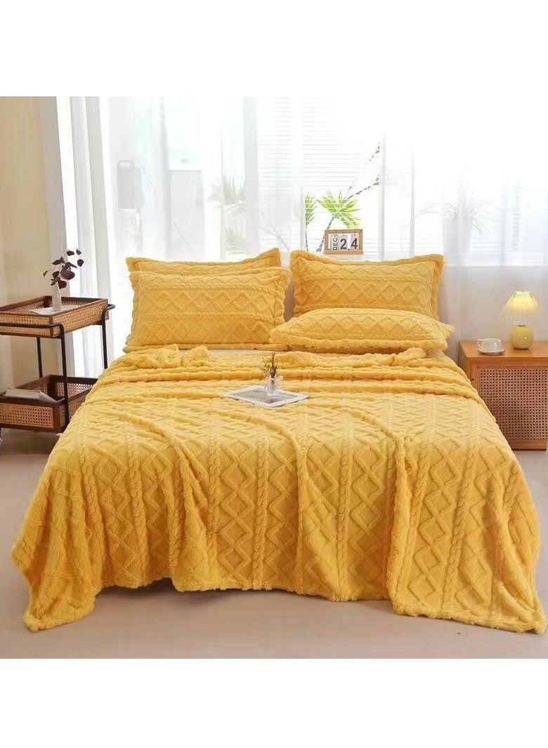 BAIG 3-Piece Luxury Plush Bedding Set – 1 Ultra-Soft Blanket (200×230cm) & 2 Matching Pillow Covers 50X75cm, Geometric Textured Design  - Image 1