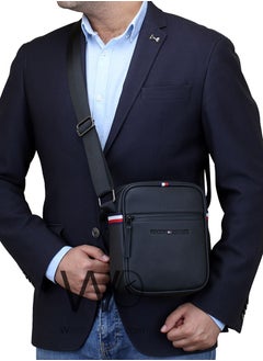 Tommy Hilfiger Plus Black Leather Original Tommy Hilfiger Crossbody Messenger Bag For Men  - Image 2