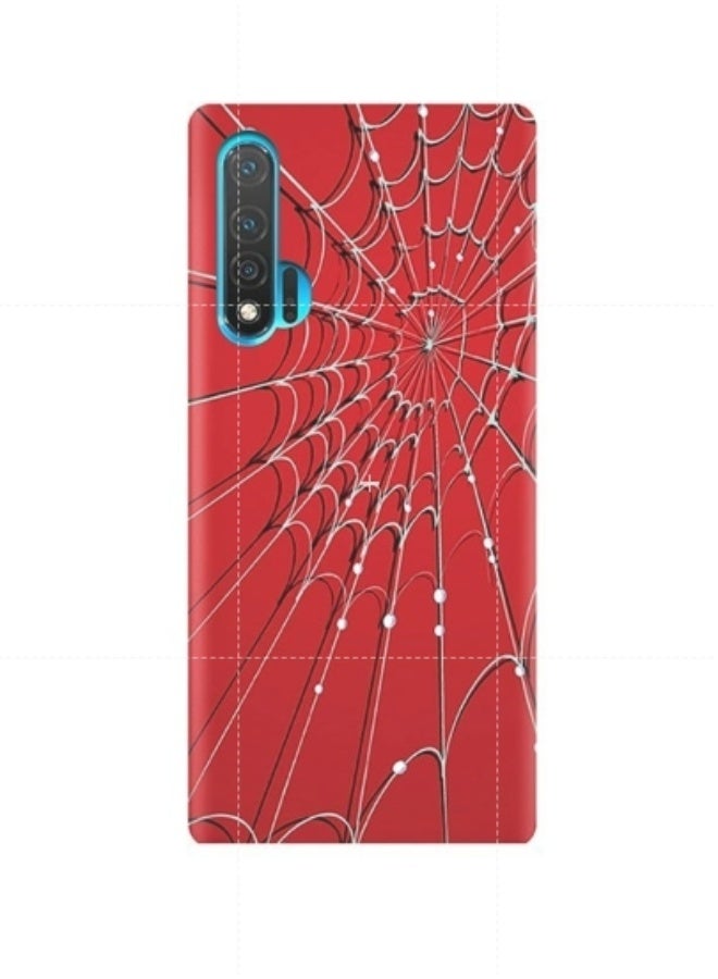 غطاء حماية واق مزين بطبعة لهاتف هواوي نوفا 6 أحمر/أبيض