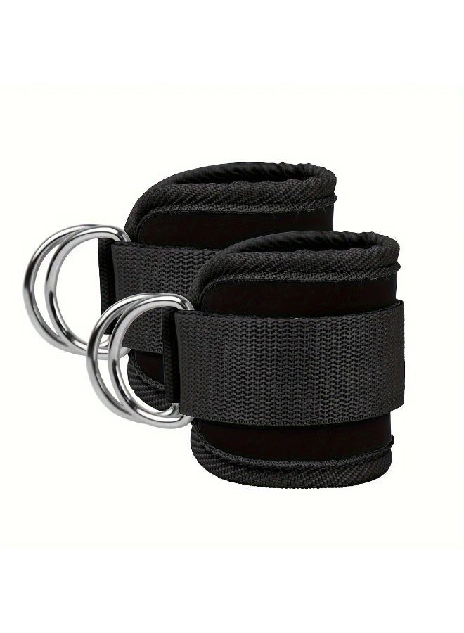 Goolsky 2pcs Breathable Ankle Straps for Resistance Bands - Adjustable, Durable Polyester Fitness Foot Rings Black - Ideal for Taekwondo, Leg Strength Training, Hip Workouts, Leg Exerciser - Image 1